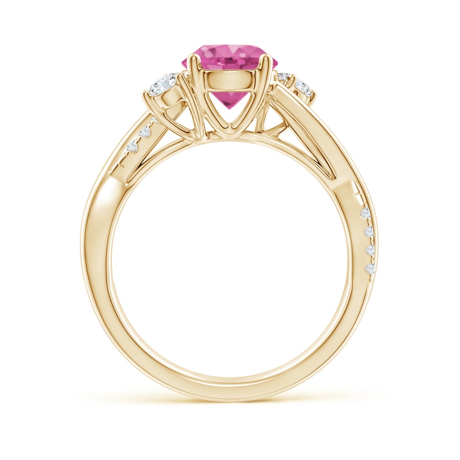7mm AAA Nature Inspired Pink Sapphire & Diamond Twisted Vine Ring in Yellow Gold side-1