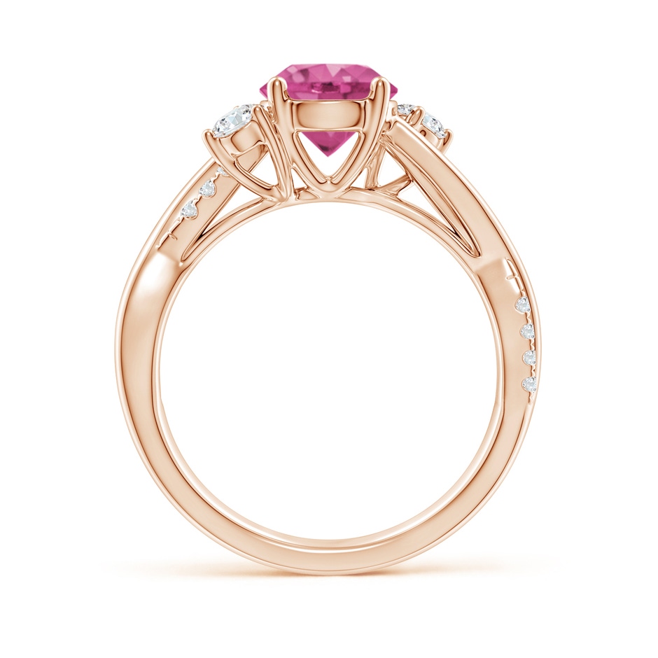 7mm AAAA Nature Inspired Pink Sapphire & Diamond Twisted Vine Ring in Rose Gold Side-1