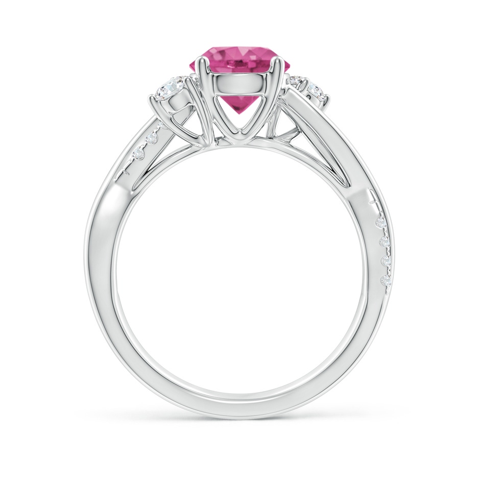 7mm AAAA Nature Inspired Pink Sapphire & Diamond Twisted Vine Ring in White Gold Side-1