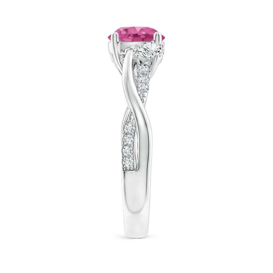 7mm AAAA Nature Inspired Pink Sapphire & Diamond Twisted Vine Ring in White Gold Side-2