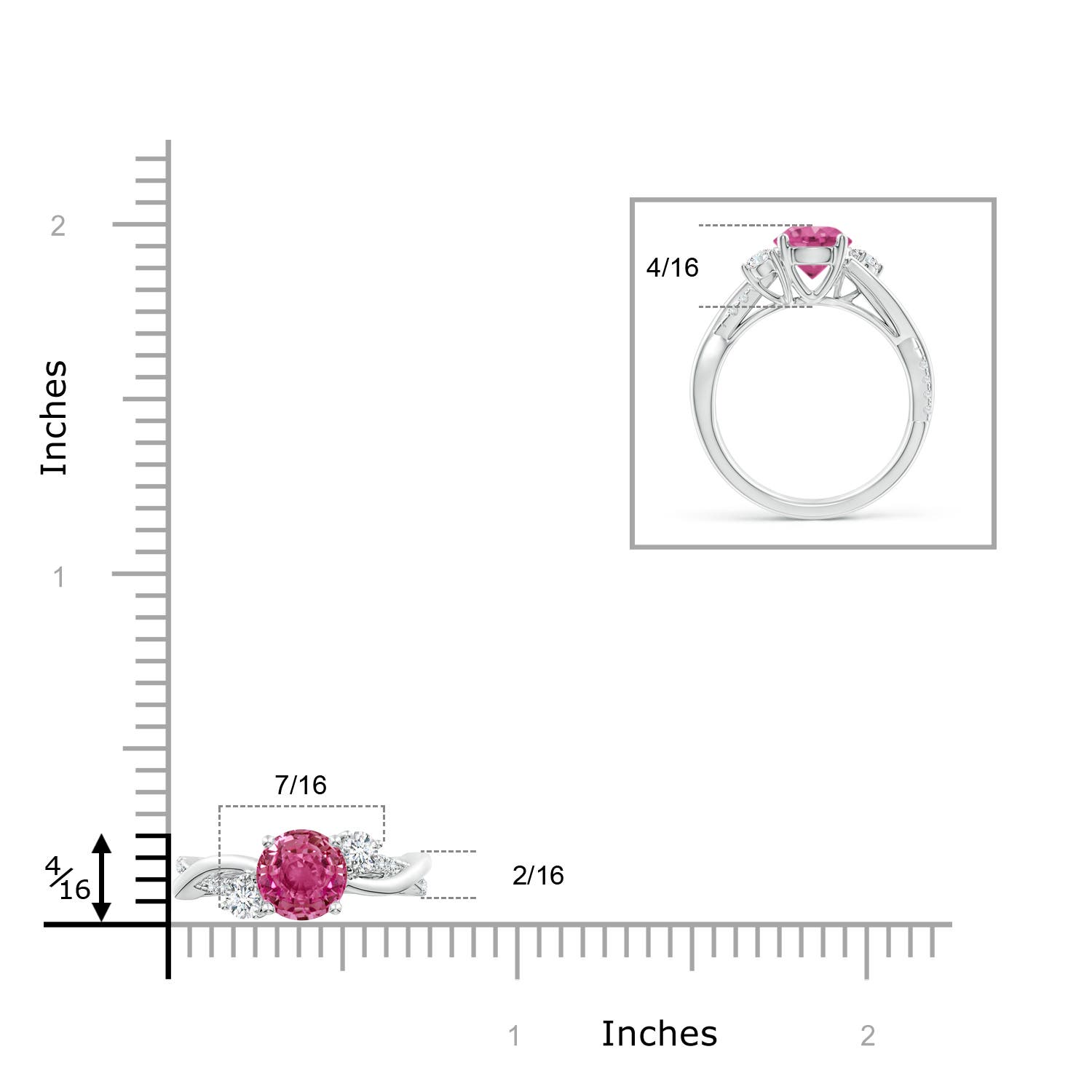 AAAA - Pink Sapphire / 1.92 CT / 14 KT White Gold