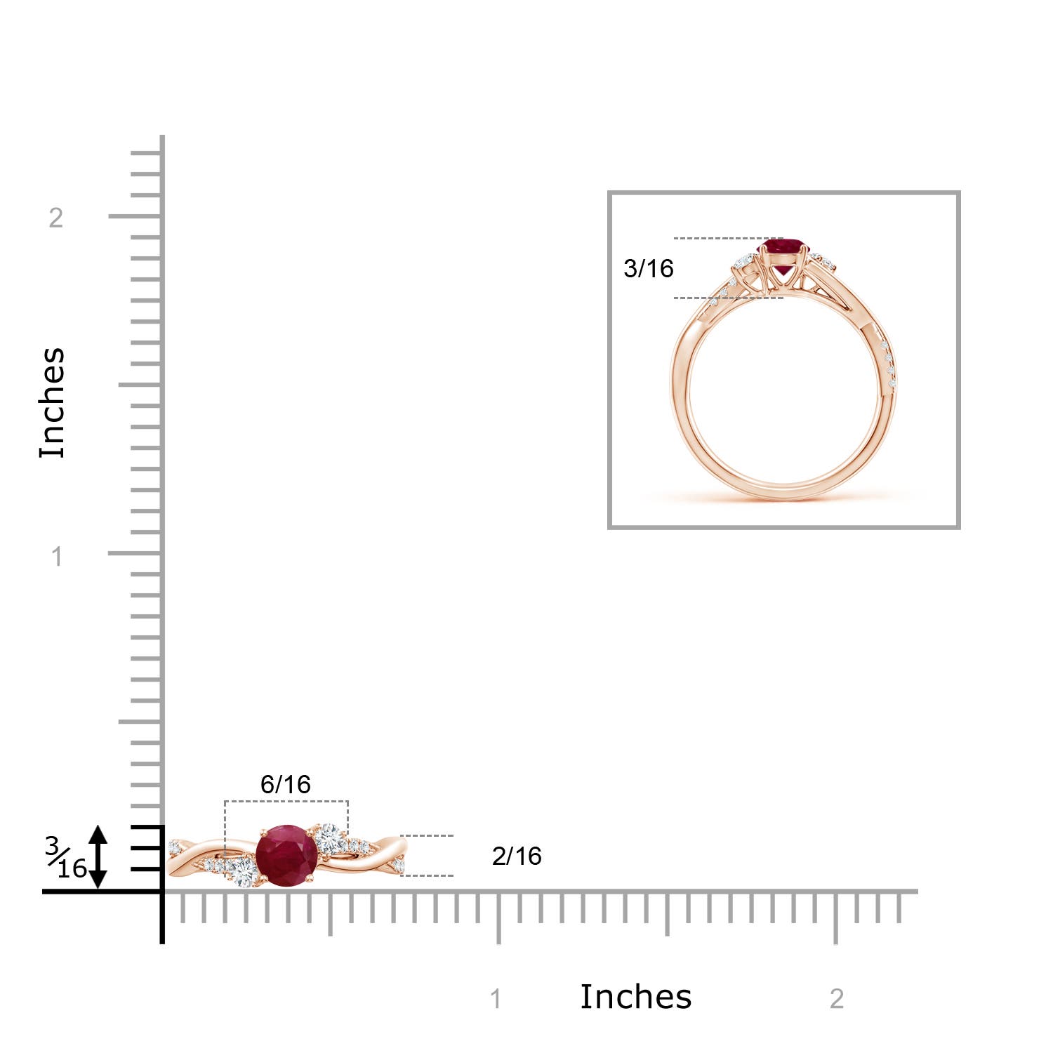 A - Ruby / 0.81 CT / 14 KT Rose Gold