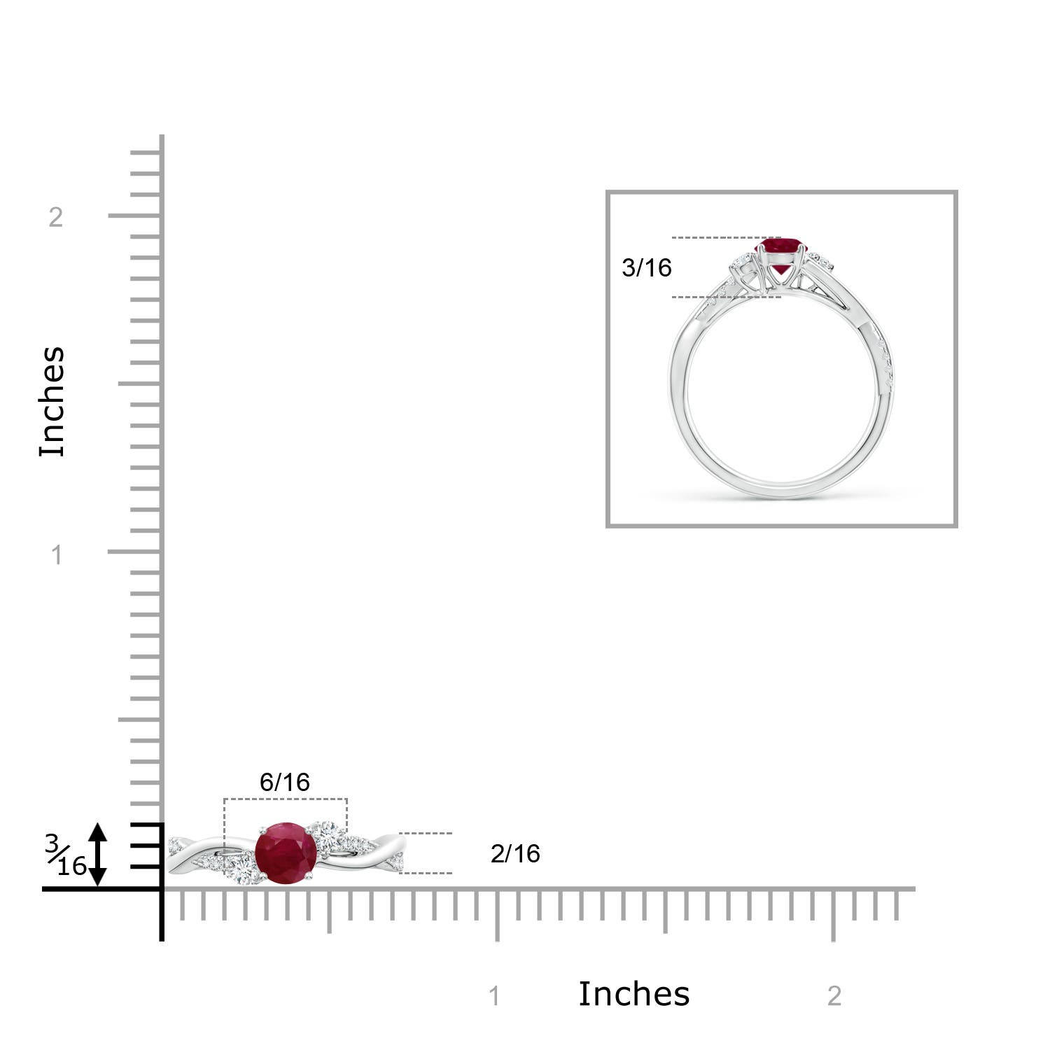 A - Ruby / 0.81 CT / 14 KT White Gold