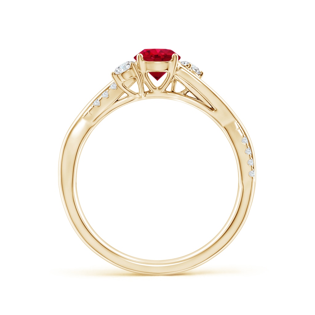 5mm AAA Nature Inspired Ruby & Diamond Twisted Vine Ring in Yellow Gold Side 199