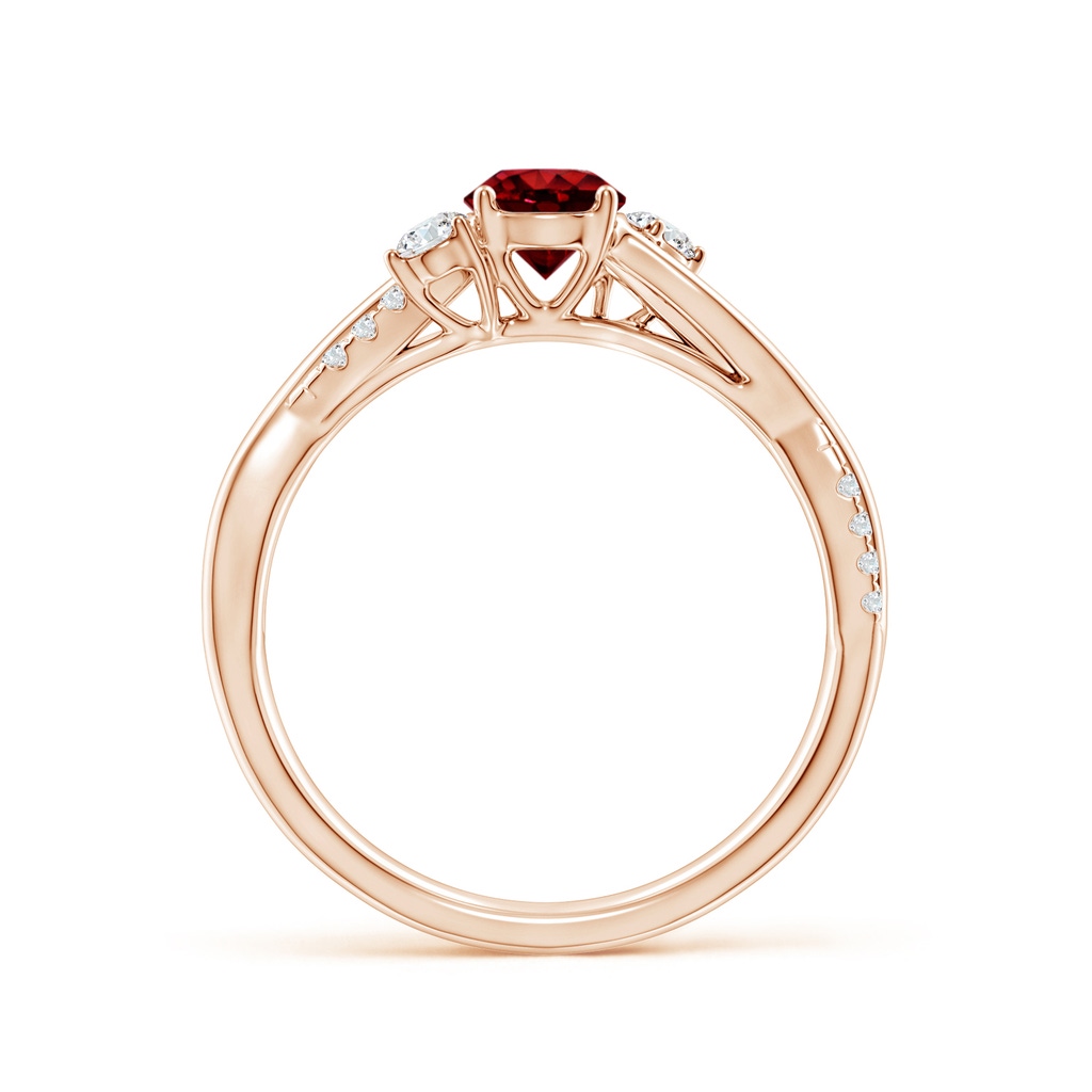 5mm AAAA Nature Inspired Ruby & Diamond Twisted Vine Ring in Rose Gold Side 199