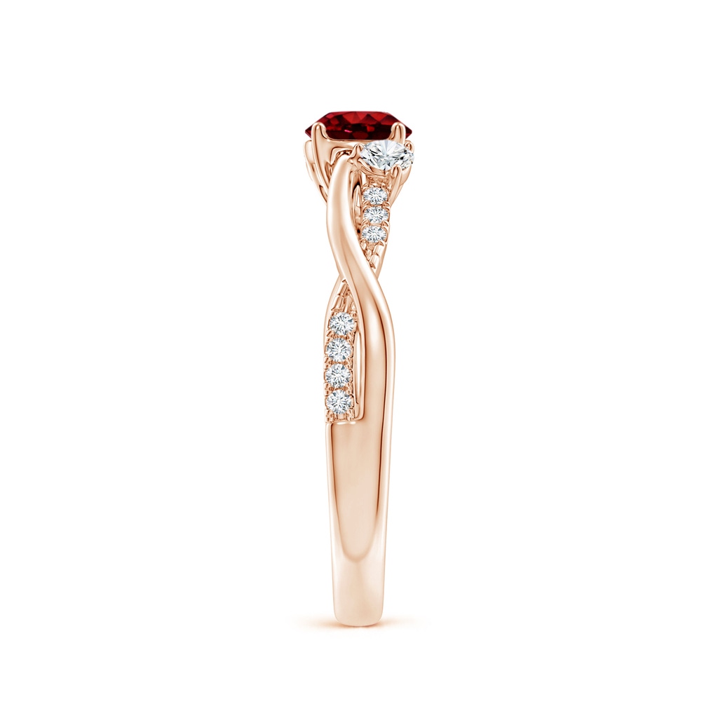 5mm AAAA Nature Inspired Ruby & Diamond Twisted Vine Ring in Rose Gold Side 299