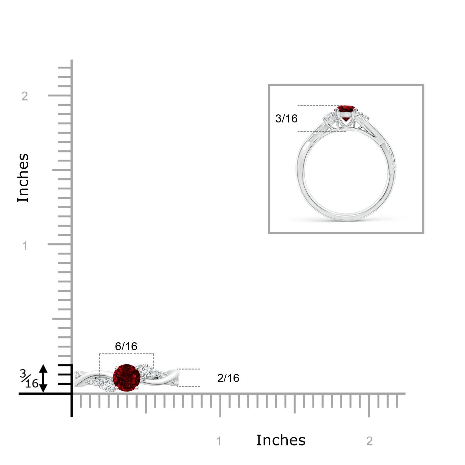 AAAA - Ruby / 0.81 CT / 14 KT White Gold