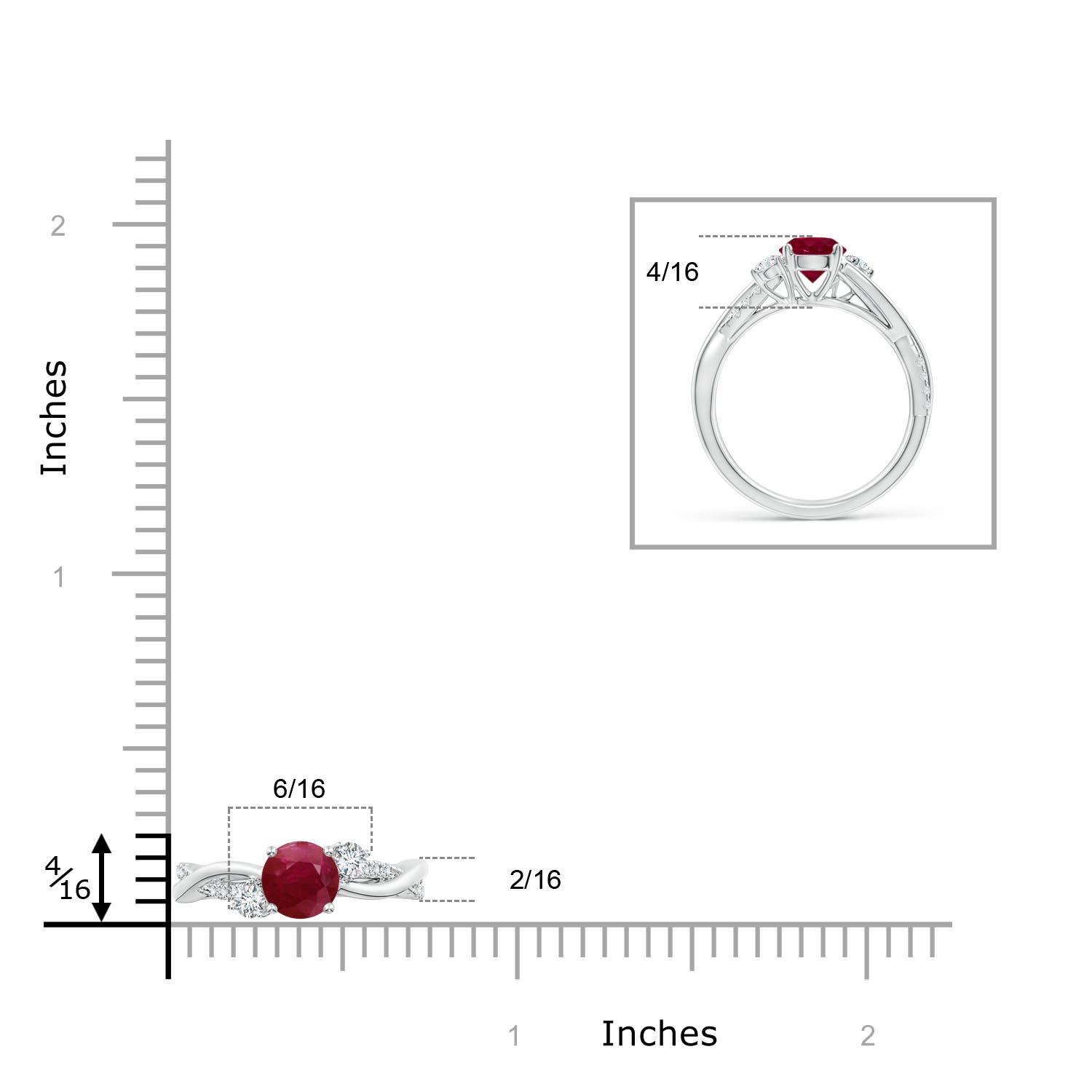 A - Ruby / 1.24 CT / 14 KT White Gold