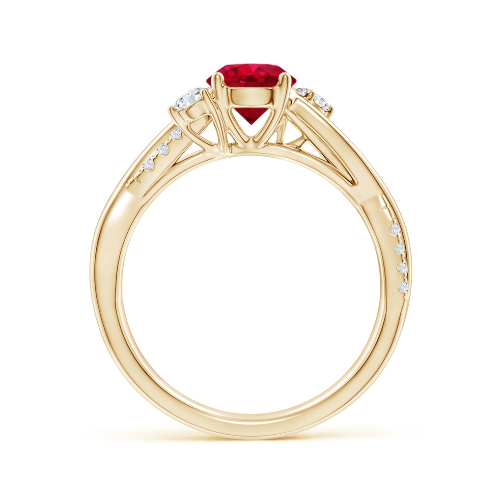 6mm AAA Nature Inspired Ruby & Diamond Twisted Vine Ring in Yellow Gold Side 199