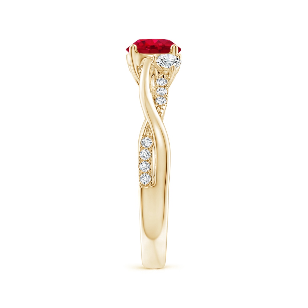 6mm AAA Nature Inspired Ruby & Diamond Twisted Vine Ring in Yellow Gold Side 299