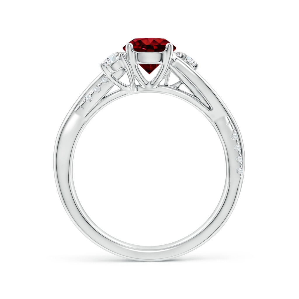6mm AAAA Nature Inspired Ruby & Diamond Twisted Vine Ring in White Gold Side 199