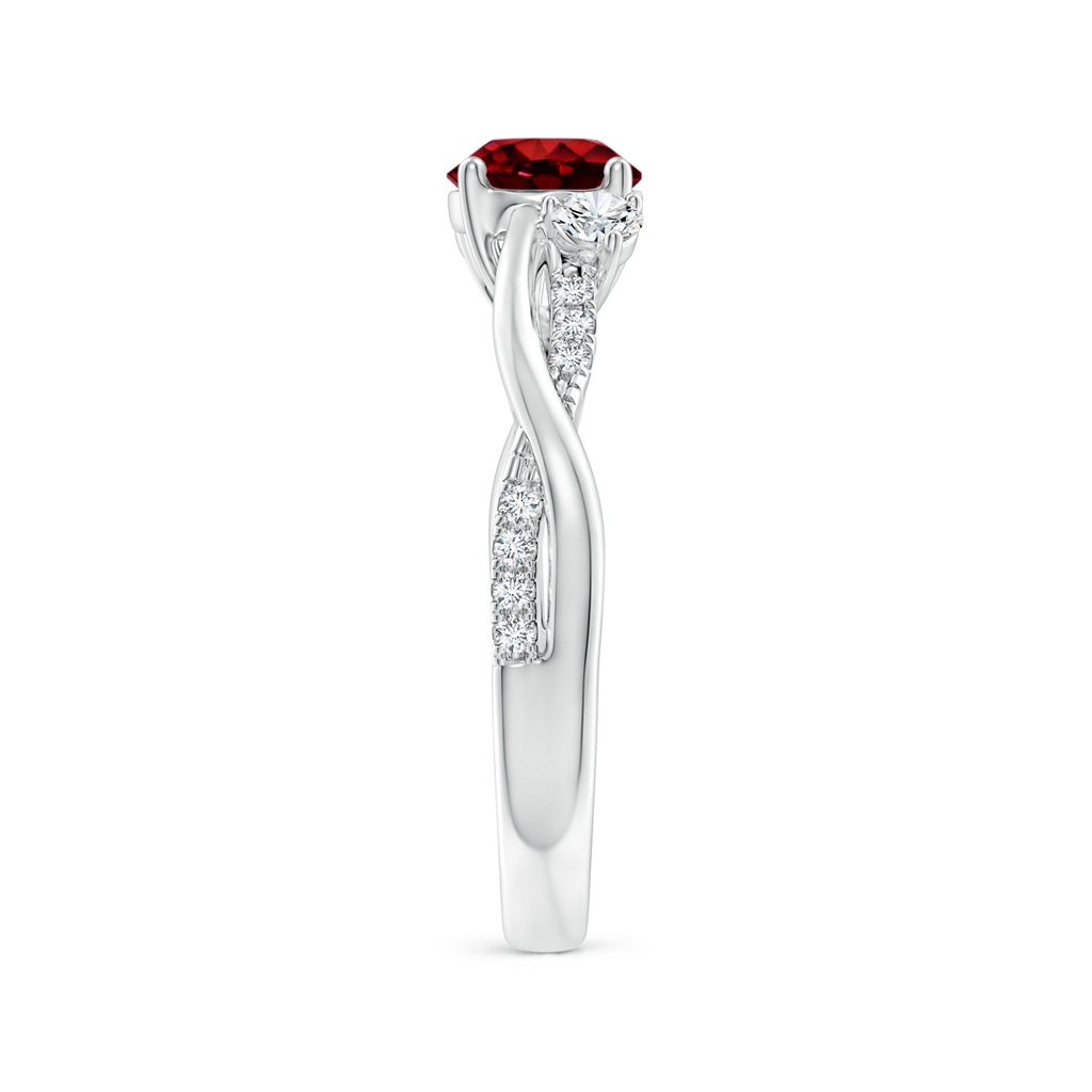 6mm AAAA Nature Inspired Ruby & Diamond Twisted Vine Ring in White Gold Side 299