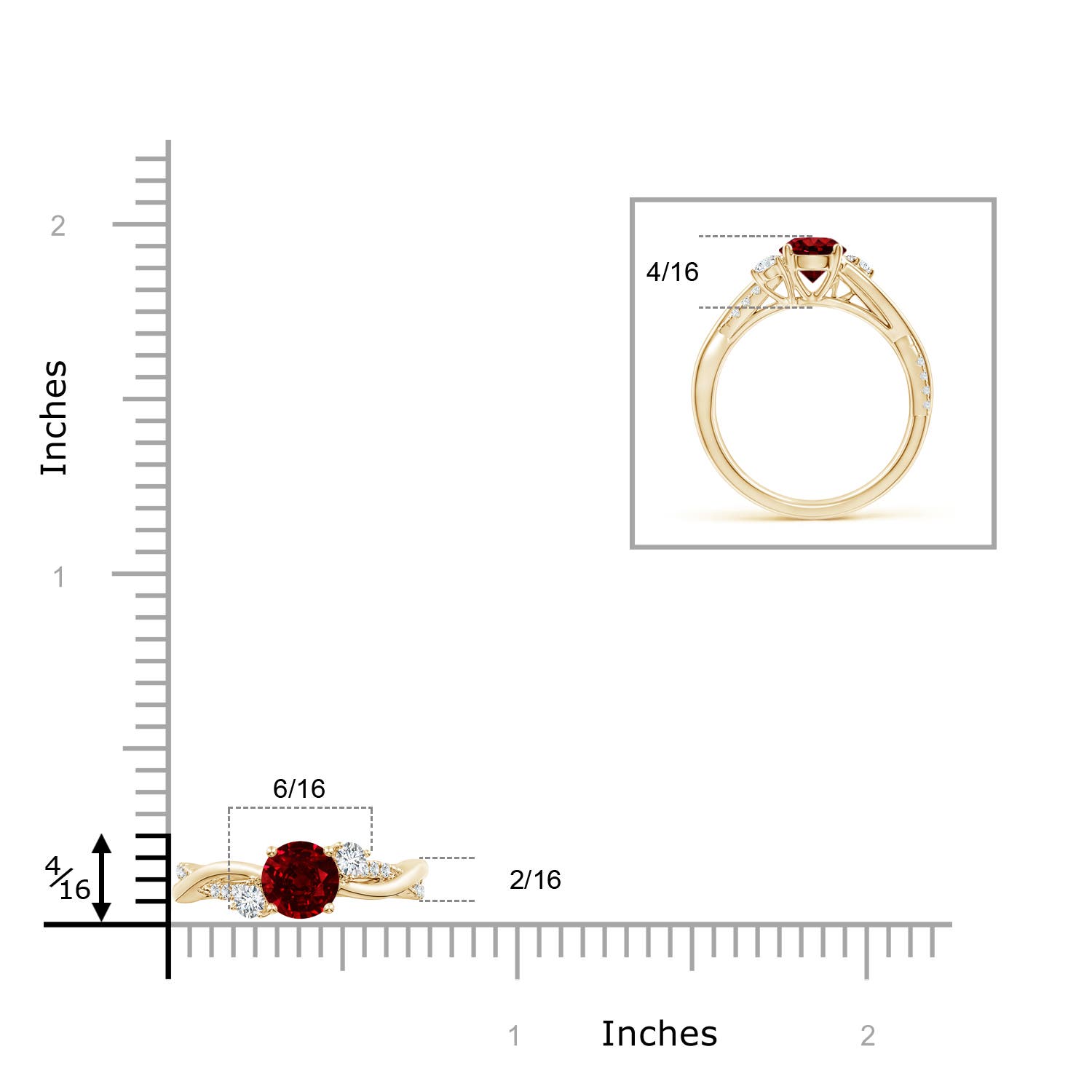 AAAA - Ruby / 1.24 CT / 14 KT Yellow Gold