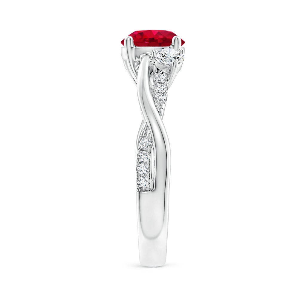 7mm AAA Nature Inspired Ruby & Diamond Twisted Vine Ring in P950 Platinum Side 299