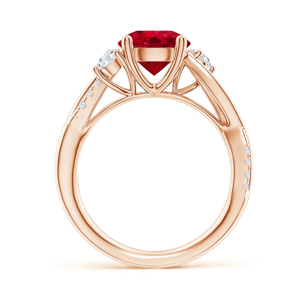 8mm AAA Nature Inspired Ruby & Diamond Twisted Vine Ring in Rose Gold Side 199