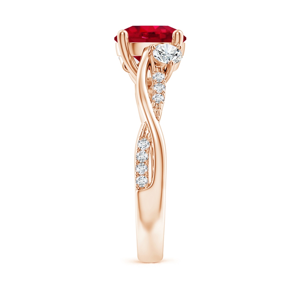 8mm AAA Nature Inspired Ruby & Diamond Twisted Vine Ring in Rose Gold Side 299