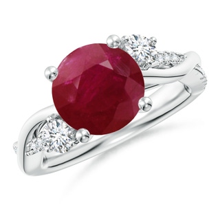 9mm A Nature Inspired Ruby & Diamond Twisted Vine Ring in P950 Platinum