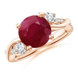 9mm A Nature Inspired Ruby & Diamond Twisted Vine Ring in Rose Gold