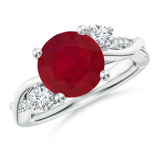 9mm AA Nature Inspired Ruby & Diamond Twisted Vine Ring in P950 Platinum