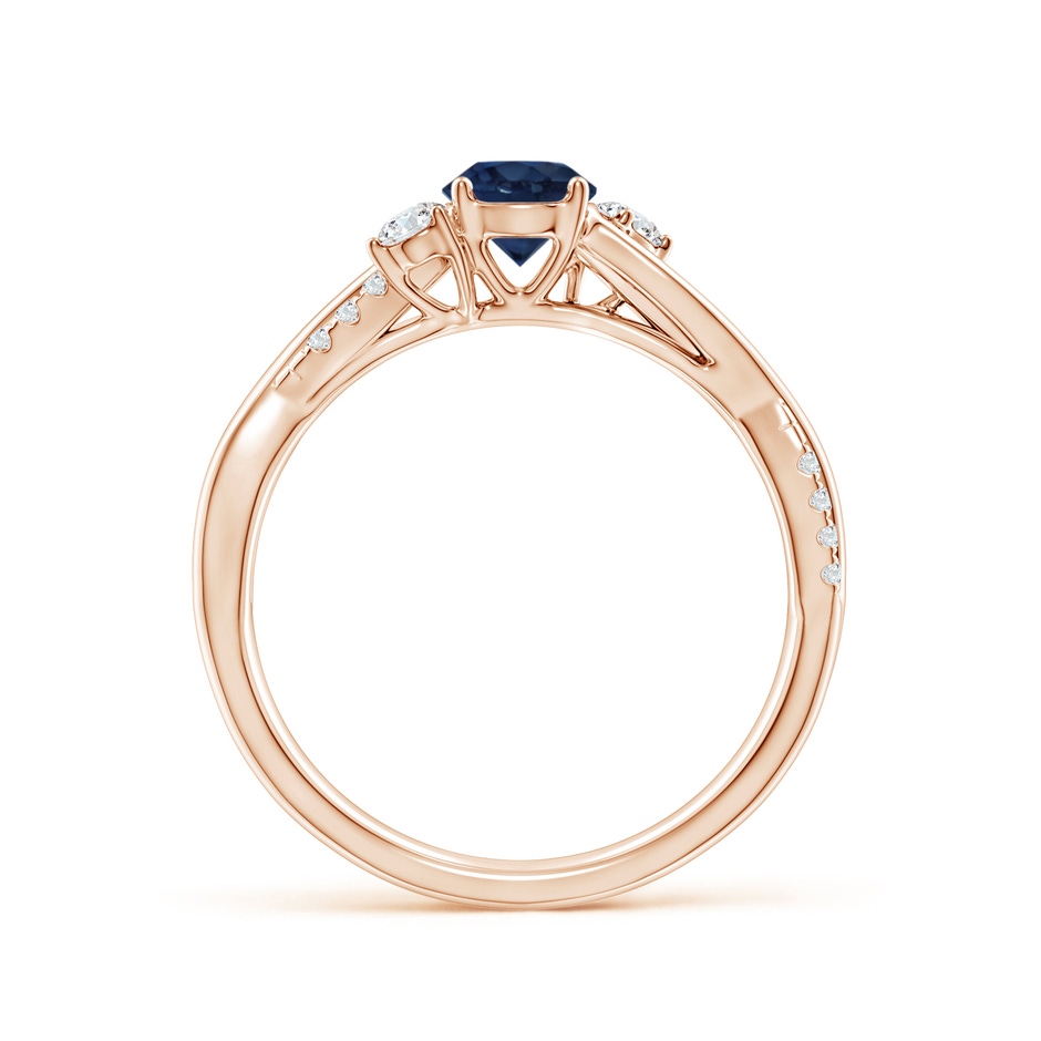 5mm AA Nature Inspired Blue Sapphire & Diamond Twisted Vine Ring in Rose Gold side 199