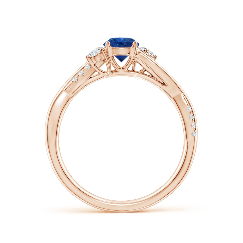 5mm AAA Nature Inspired Blue Sapphire & Diamond Twisted Vine Ring in Rose Gold side 199