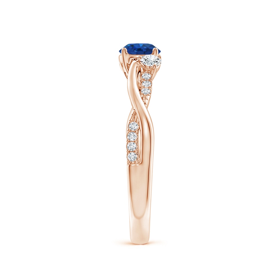 5mm AAA Nature Inspired Blue Sapphire & Diamond Twisted Vine Ring in Rose Gold side 299