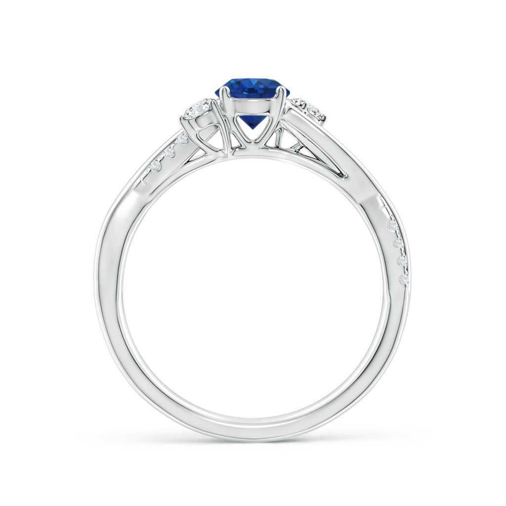 5mm AAA Nature Inspired Blue Sapphire & Diamond Twisted Vine Ring in White Gold Side 199