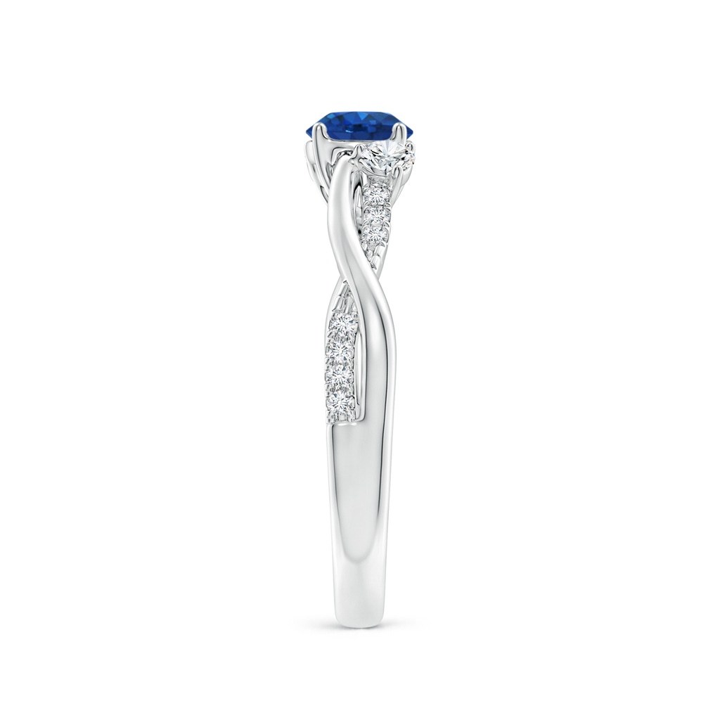 5mm AAA Nature Inspired Blue Sapphire & Diamond Twisted Vine Ring in White Gold Side 299