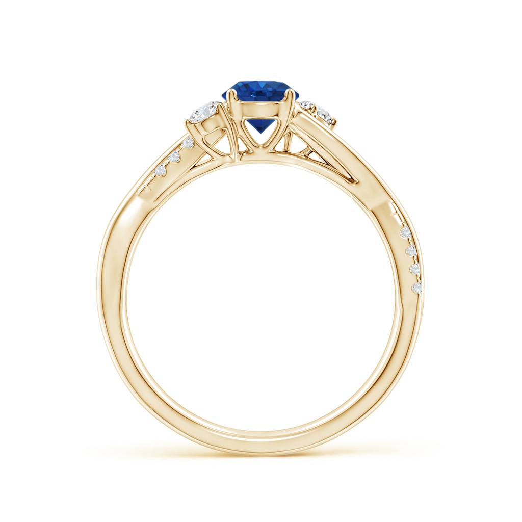 5mm AAA Nature Inspired Blue Sapphire & Diamond Twisted Vine Ring in Yellow Gold Side 199