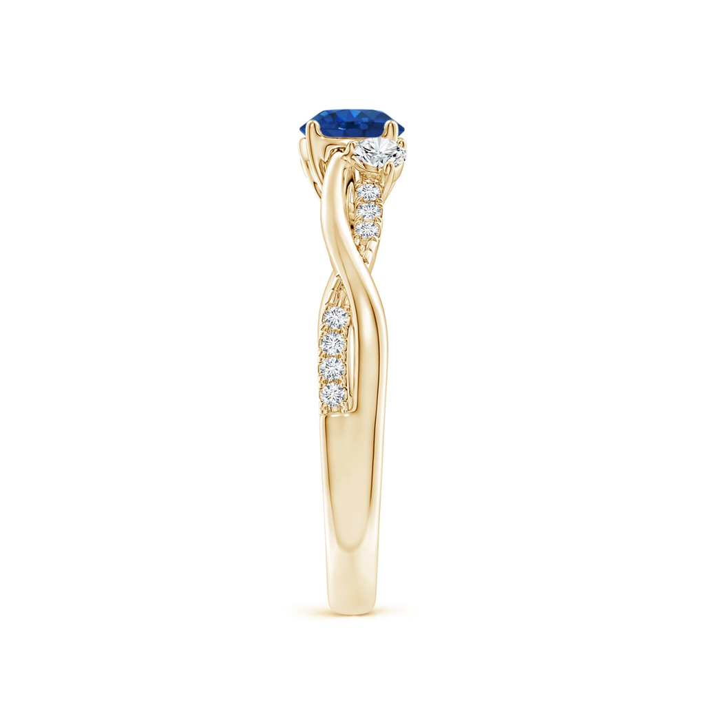 5mm AAA Nature Inspired Blue Sapphire & Diamond Twisted Vine Ring in Yellow Gold Side 299
