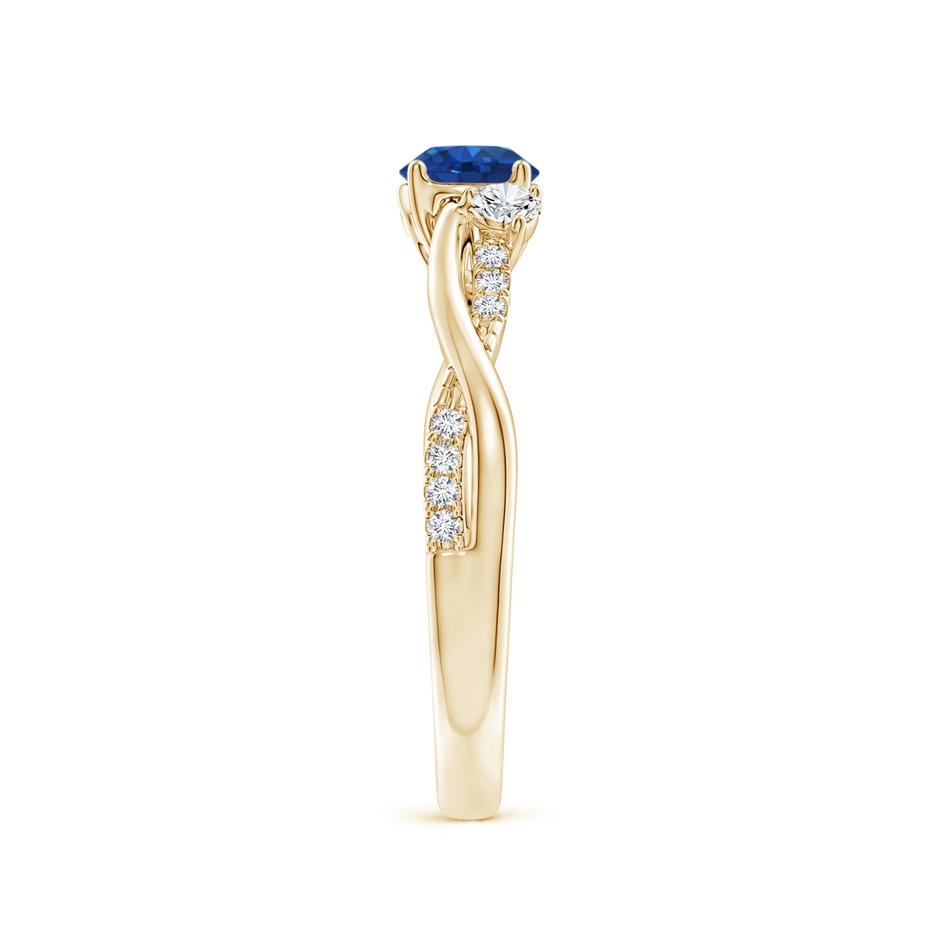 5mm AAA Nature Inspired Blue Sapphire & Diamond Twisted Vine Ring in Yellow Gold side 299