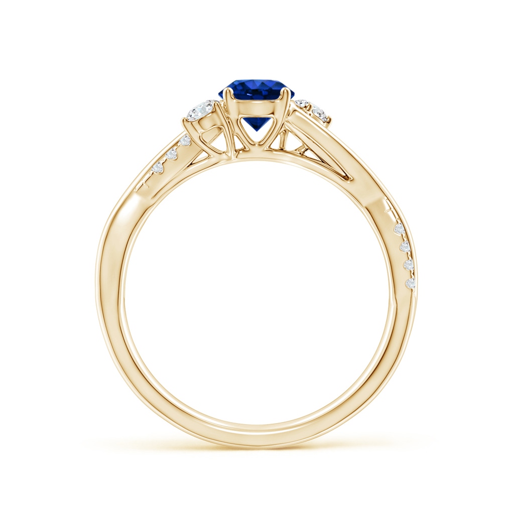 5mm AAAA Nature Inspired Blue Sapphire & Diamond Twisted Vine Ring in Yellow Gold Side 199