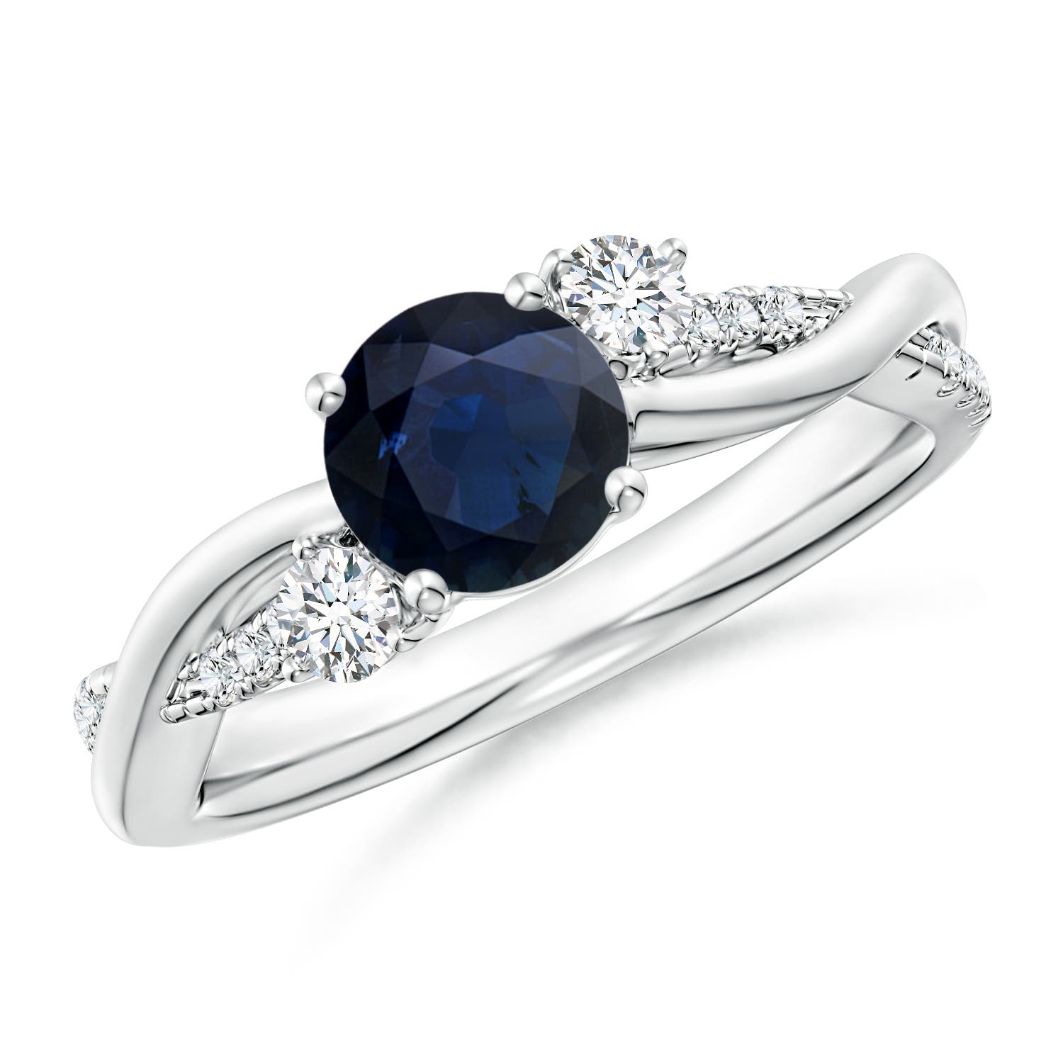 6mm A Nature Inspired Blue Sapphire & Diamond Twisted Vine Ring in P950 Platinum