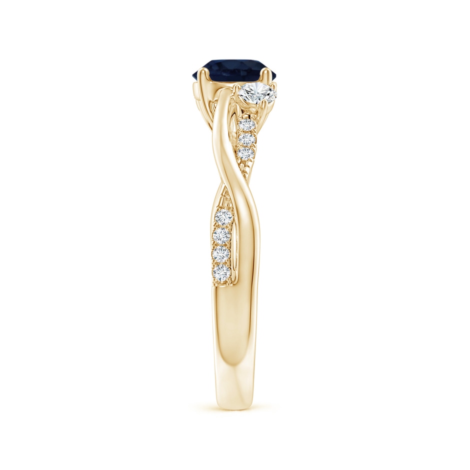 6mm A Nature Inspired Blue Sapphire & Diamond Twisted Vine Ring in Yellow Gold side 299