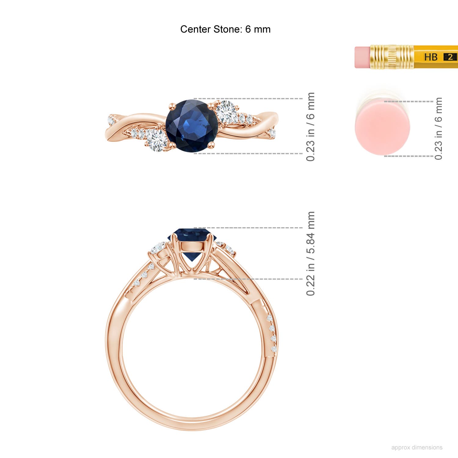 AA - Blue Sapphire / 1.24 CT / 14 KT Rose Gold