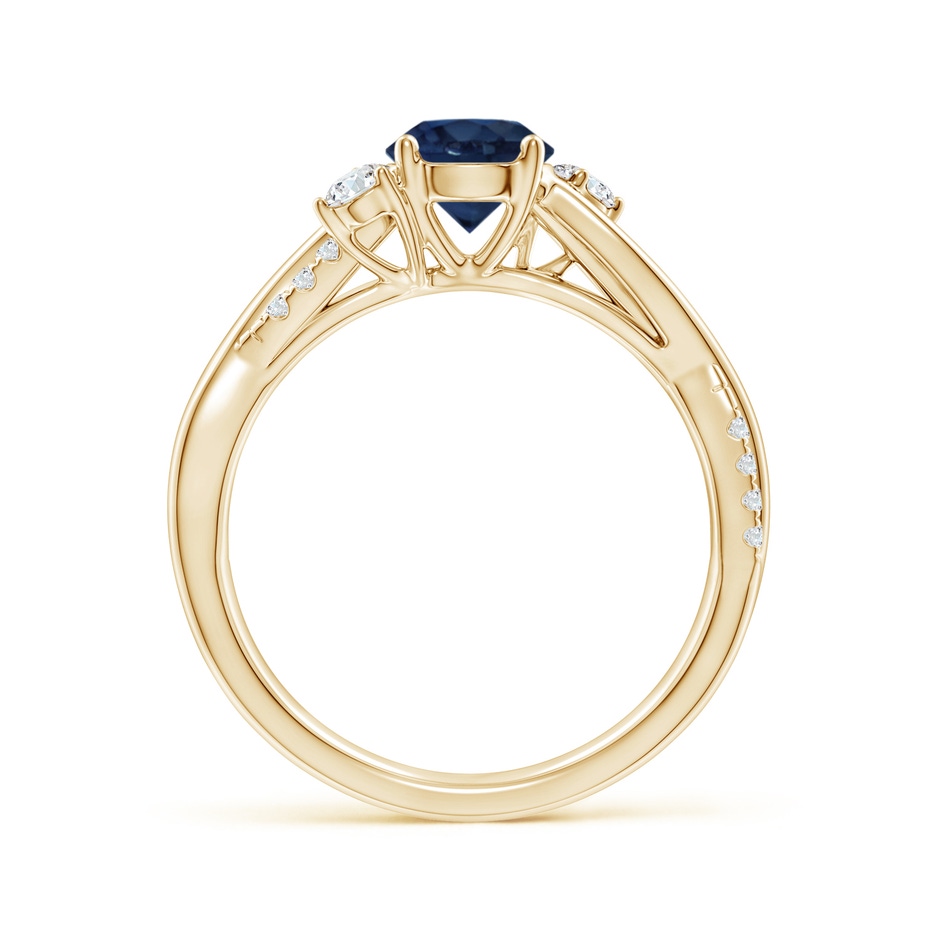 6mm AA Nature Inspired Blue Sapphire & Diamond Twisted Vine Ring in Yellow Gold side 199