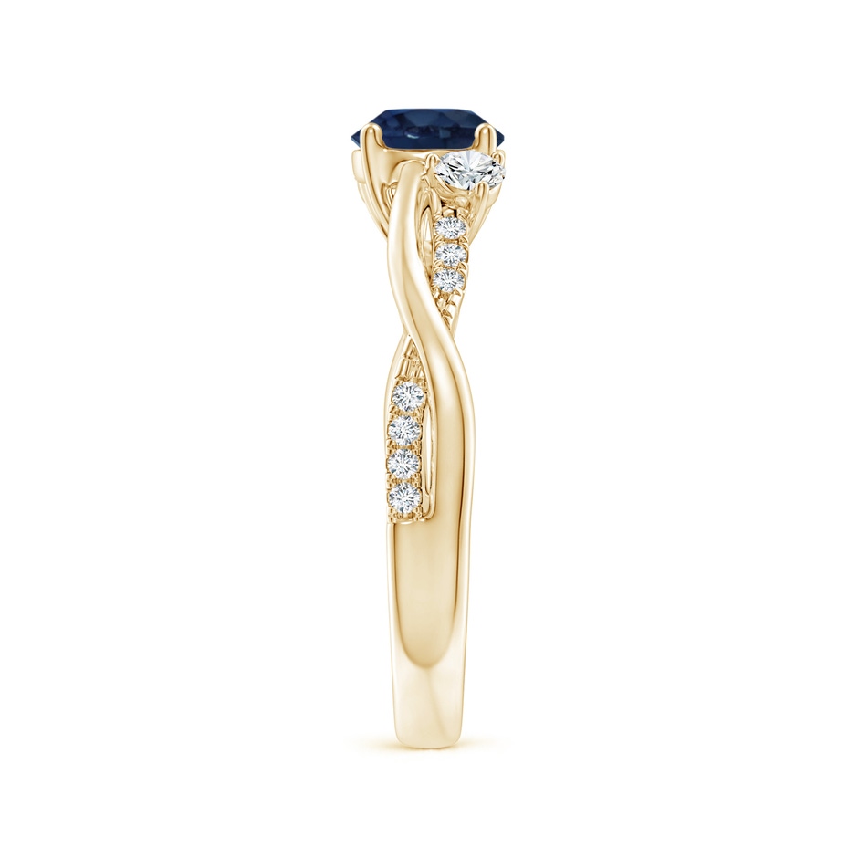 6mm AA Nature Inspired Blue Sapphire & Diamond Twisted Vine Ring in Yellow Gold side 299
