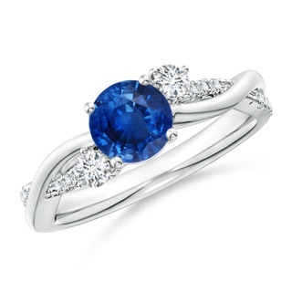 6mm AAA Nature Inspired Blue Sapphire & Diamond Twisted Vine Ring in P950 Platinum