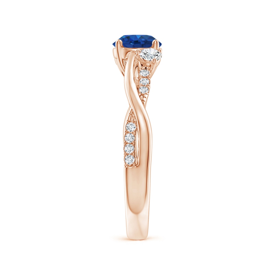 6mm AAA Nature Inspired Blue Sapphire & Diamond Twisted Vine Ring in Rose Gold side 299