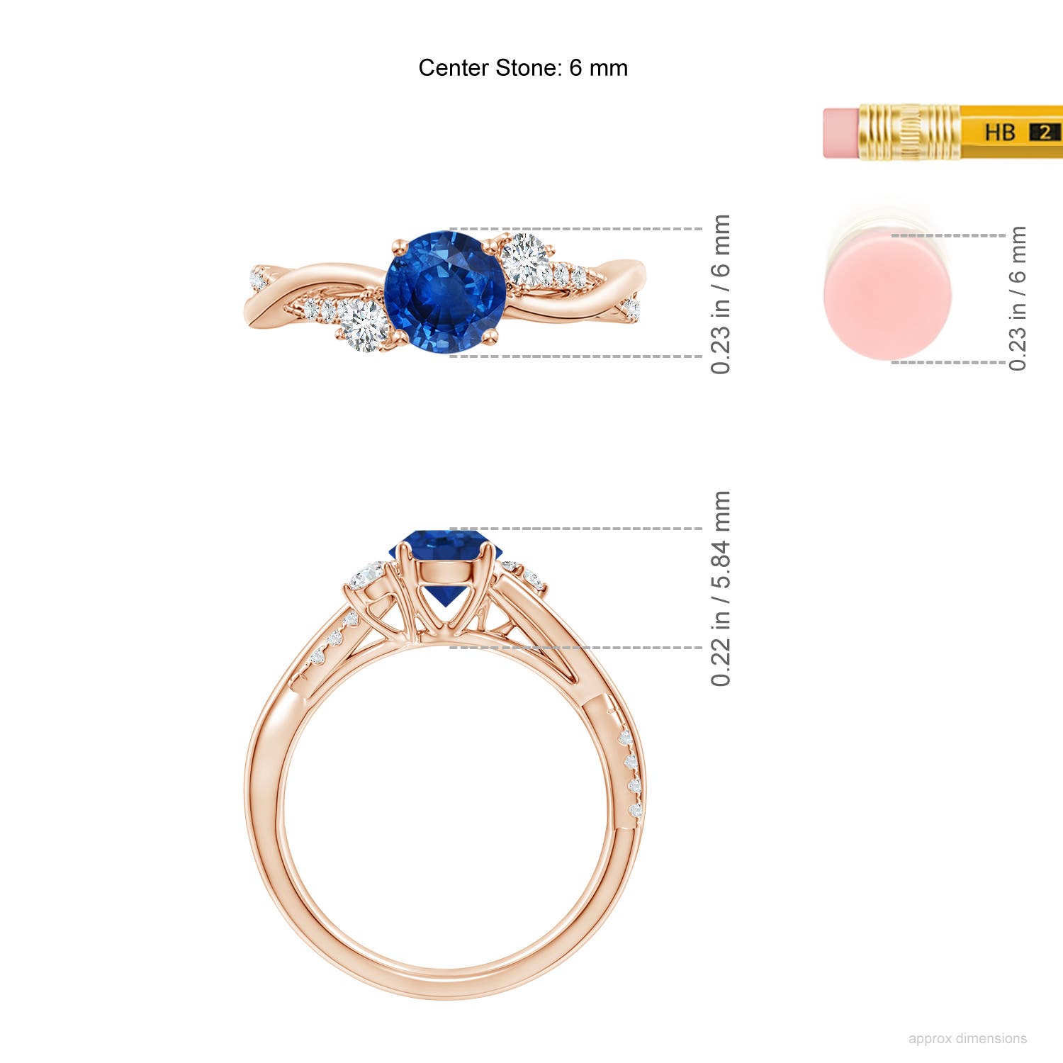 AAA - Blue Sapphire / 1.24 CT / 14 KT Rose Gold