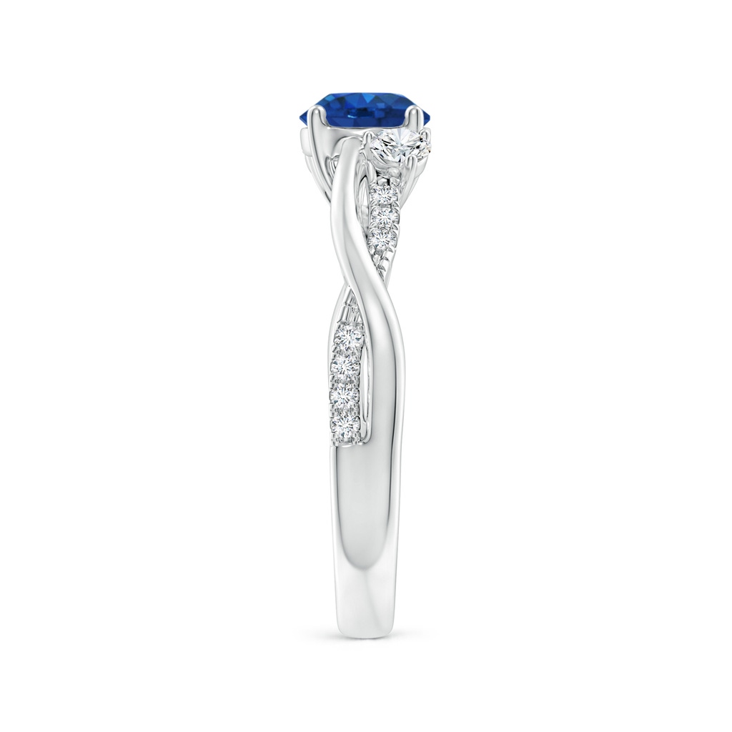 6mm AAA Nature Inspired Blue Sapphire & Diamond Twisted Vine Ring in White Gold Side 299