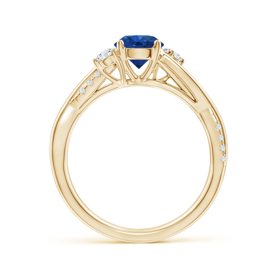 6mm AAA Nature Inspired Blue Sapphire & Diamond Twisted Vine Ring in Yellow Gold side 199