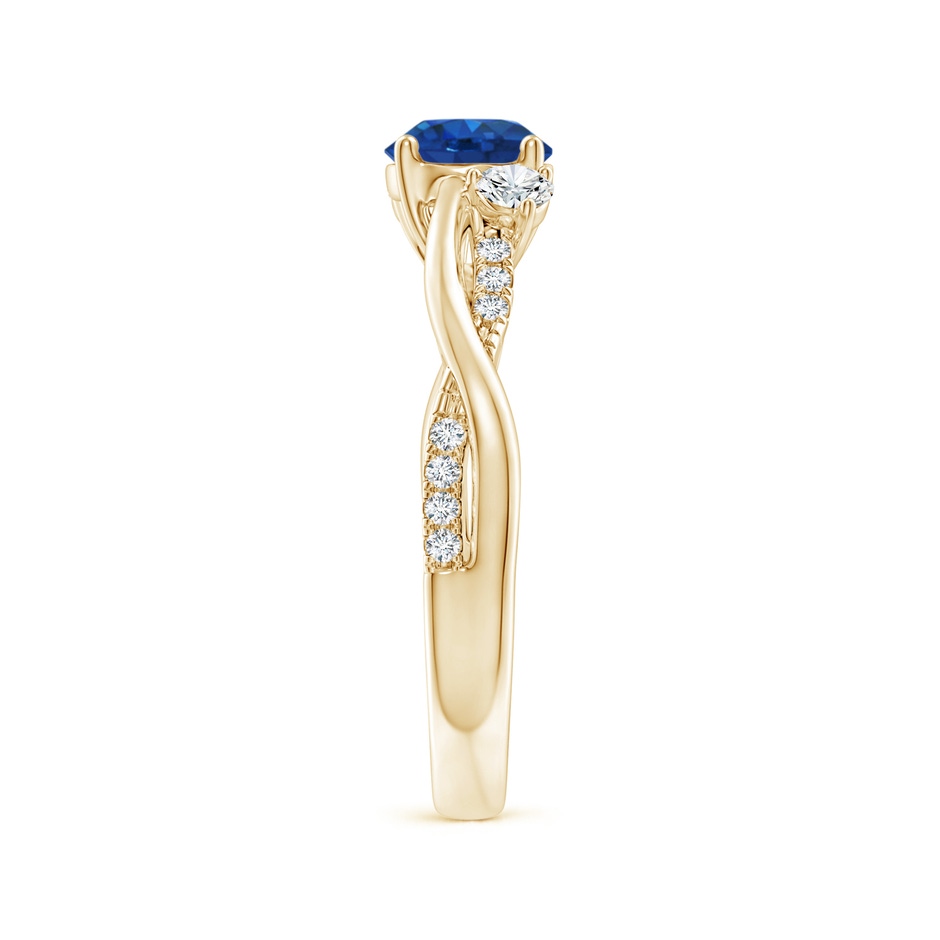 6mm AAA Nature Inspired Blue Sapphire & Diamond Twisted Vine Ring in Yellow Gold side 299