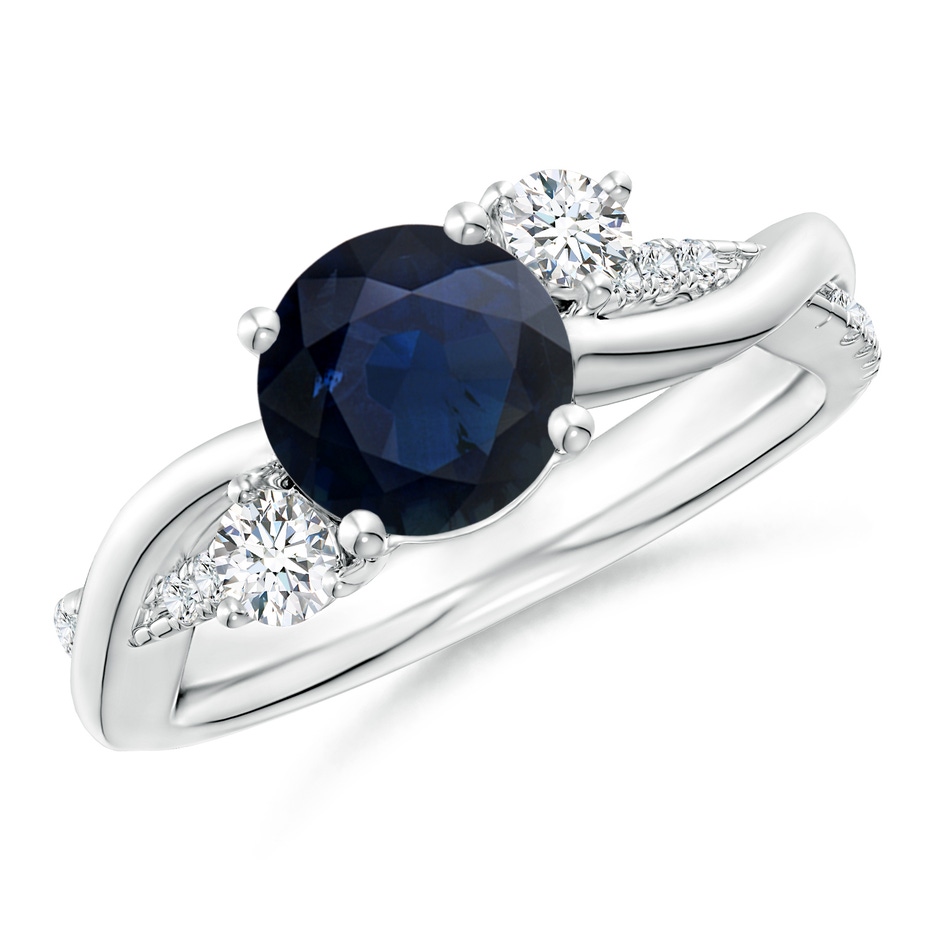 7mm A Nature Inspired Blue Sapphire & Diamond Twisted Vine Ring in P950 Platinum 