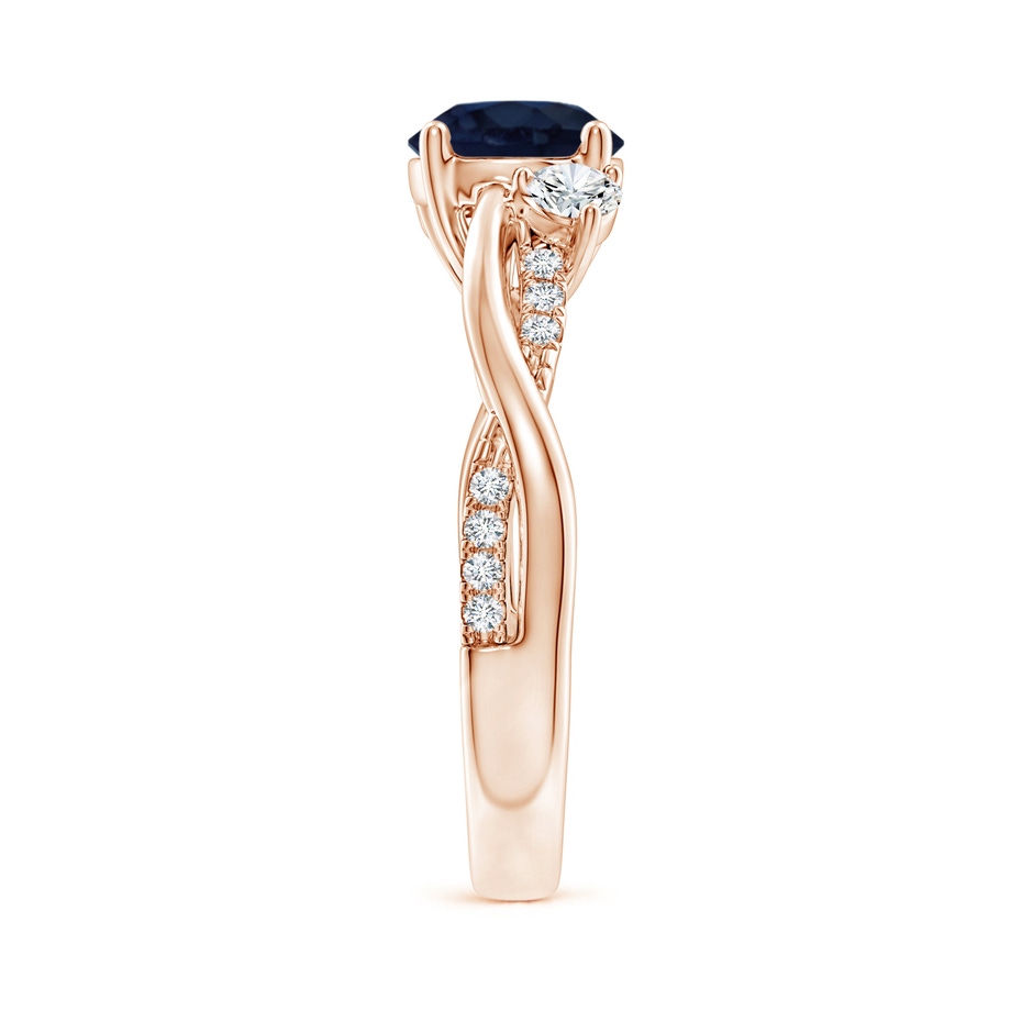 7mm A Nature Inspired Blue Sapphire & Diamond Twisted Vine Ring in Rose Gold side 299