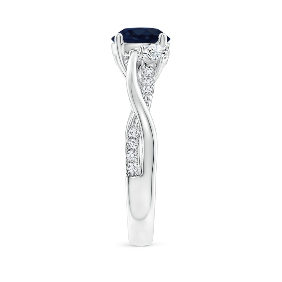 7mm A Nature Inspired Blue Sapphire & Diamond Twisted Vine Ring in White Gold side 299