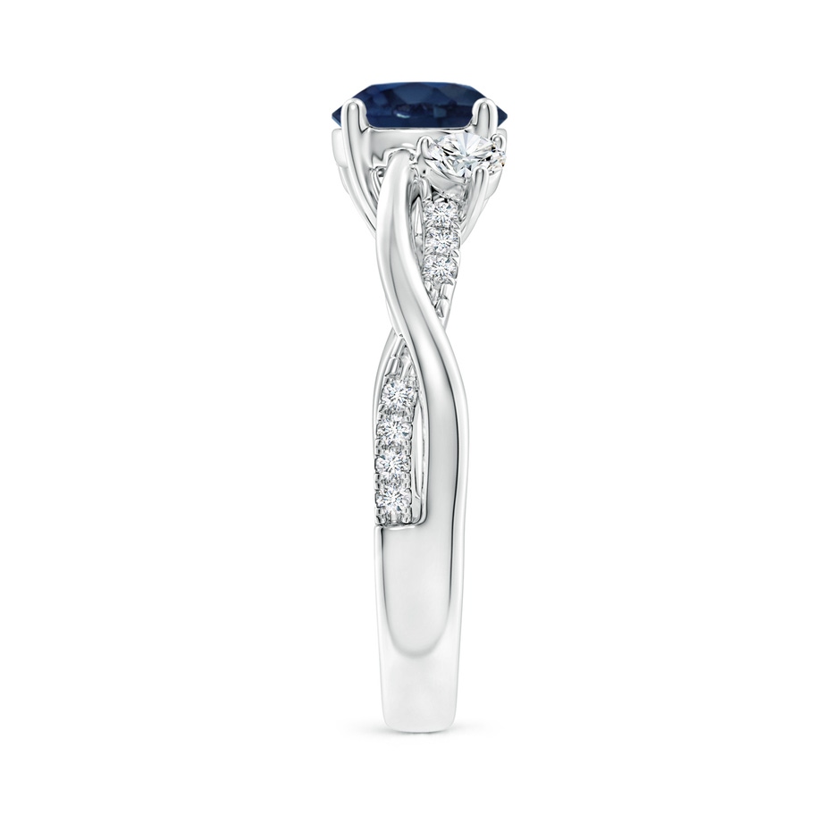 7mm AA Nature Inspired Blue Sapphire & Diamond Twisted Vine Ring in P950 Platinum side 299