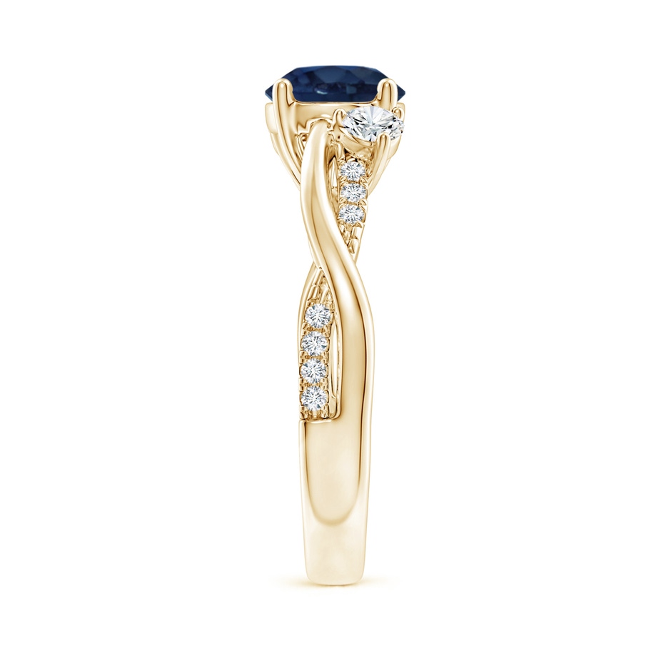 7mm AA Nature Inspired Blue Sapphire & Diamond Twisted Vine Ring in Yellow Gold side 299