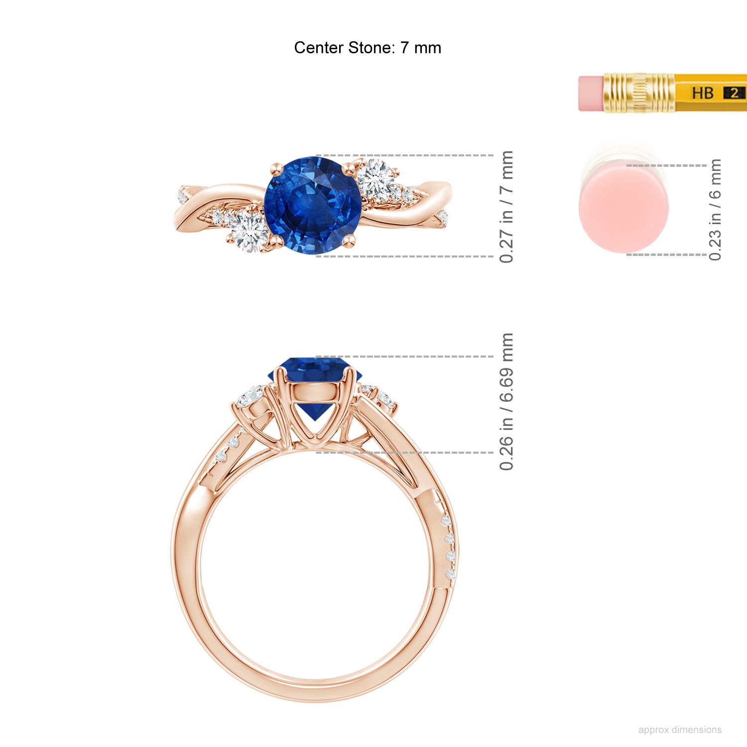 AAA - Blue Sapphire / 1.92 CT / 14 KT Rose Gold