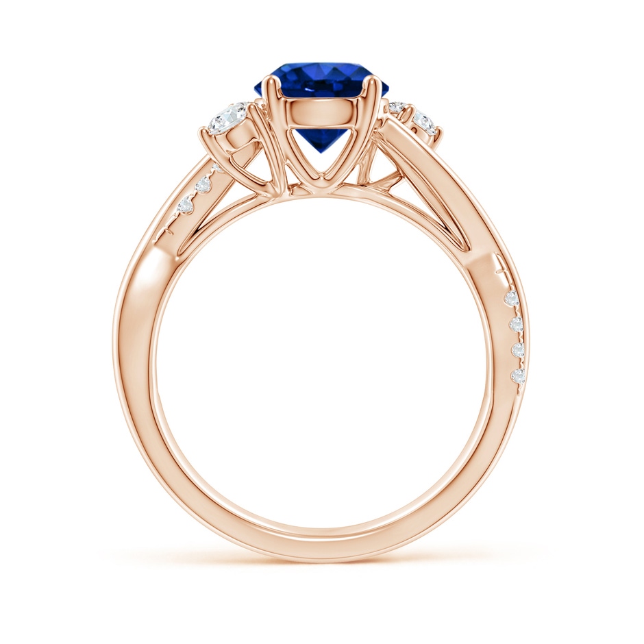 7mm AAAA Nature Inspired Blue Sapphire & Diamond Twisted Vine Ring in Rose Gold side 199